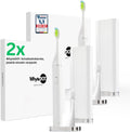 WhyteDOT. Schall, Schwarz, Doppel-Set, elektrische Zahnbürste, leise & sanft, 2 Bürstenköpfe: gründlich & sensitiv