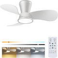 slochi Deckenventilator, 30 dB, 77 cm, Weiß, Leiser mit Beleuchtung, Durchmesser Großem Luftvolumen mit Fernbedienung Timing