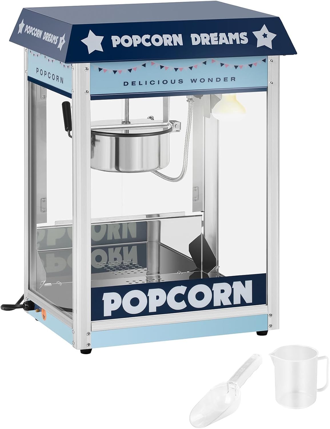 Royal Catering Popcorn-Maschinen, 1.500 W, 5 kg, blau, Retro Popcornmaschine /h Popcornmaker Popcornautomat