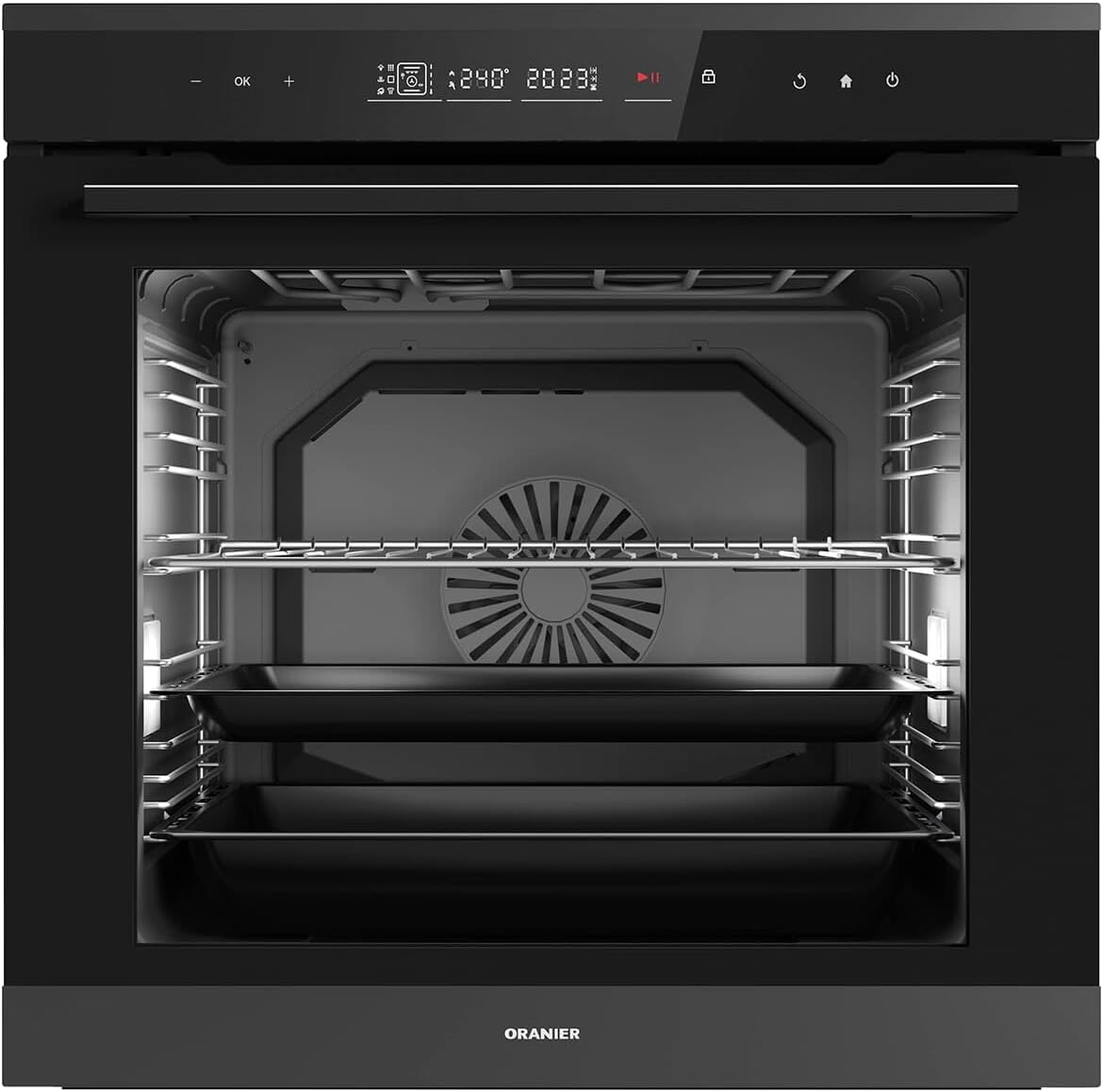 Oranier Backofen, 80 Liter, schwarz, Pyrolyse EBP820 autark Garraum - Soft-Close Tür