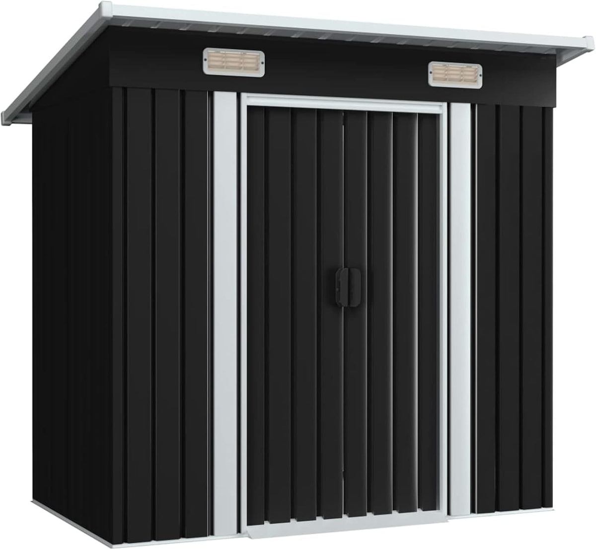Susany Gerätehaus, 190 x 124 x 181 cm, 23 x 10 cm, Schwarz/Weiß, Gartenschuppen Gerätehäuser Mit 2 Entlüftungsöffnungen