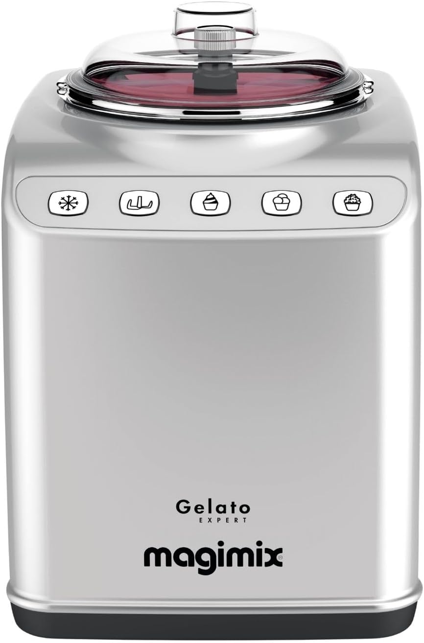 Magimix Eismaschine, 140 W, 2 L, Silber, mit Kompressor, Gelato Expert - 3-in-1 für Hausgemachtes Eis, Soft-Eis, Granita