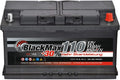 BlackMax Autobatterien, 110 Ah, 12 V, Grau, Starterbatterie 850A Calcium-Technik
