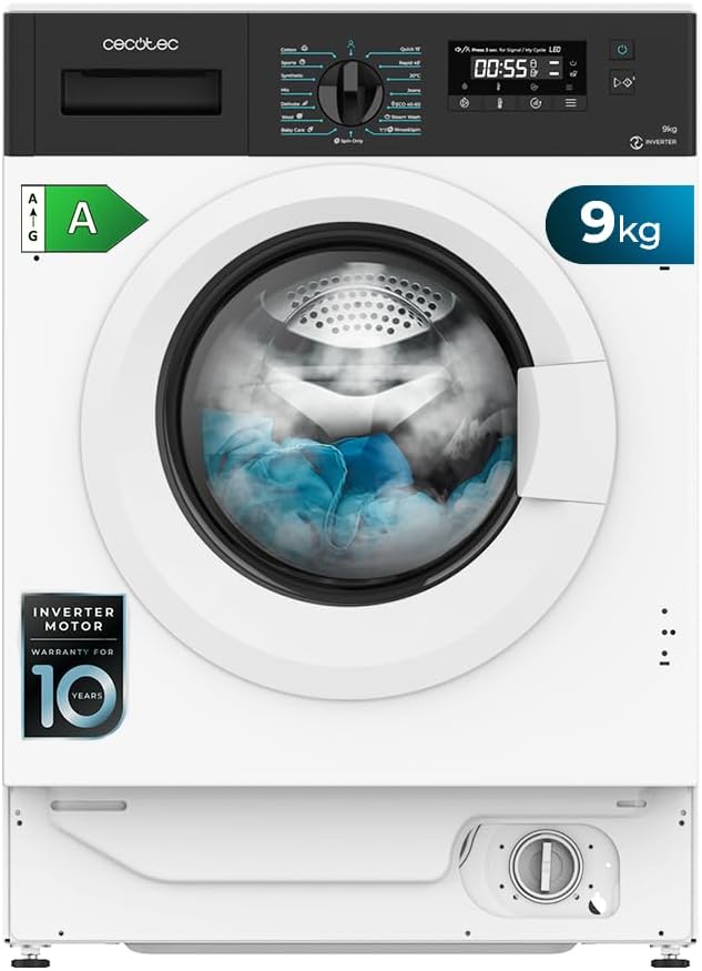 Cecotec Waschmaschine, 9 kg, Weiß, Toplader- Bolero DressCode 940 BI Inverter A