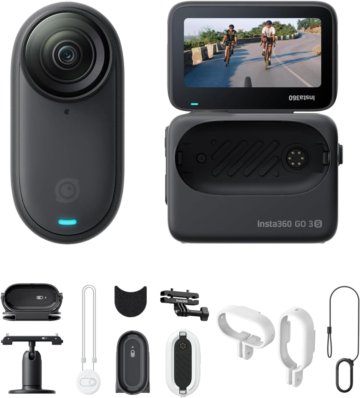 Insta360 Kamera, Grau, GO 3S Fahrrad-MultiView-Bundle 128 GB - Tragbare 4K Vlog