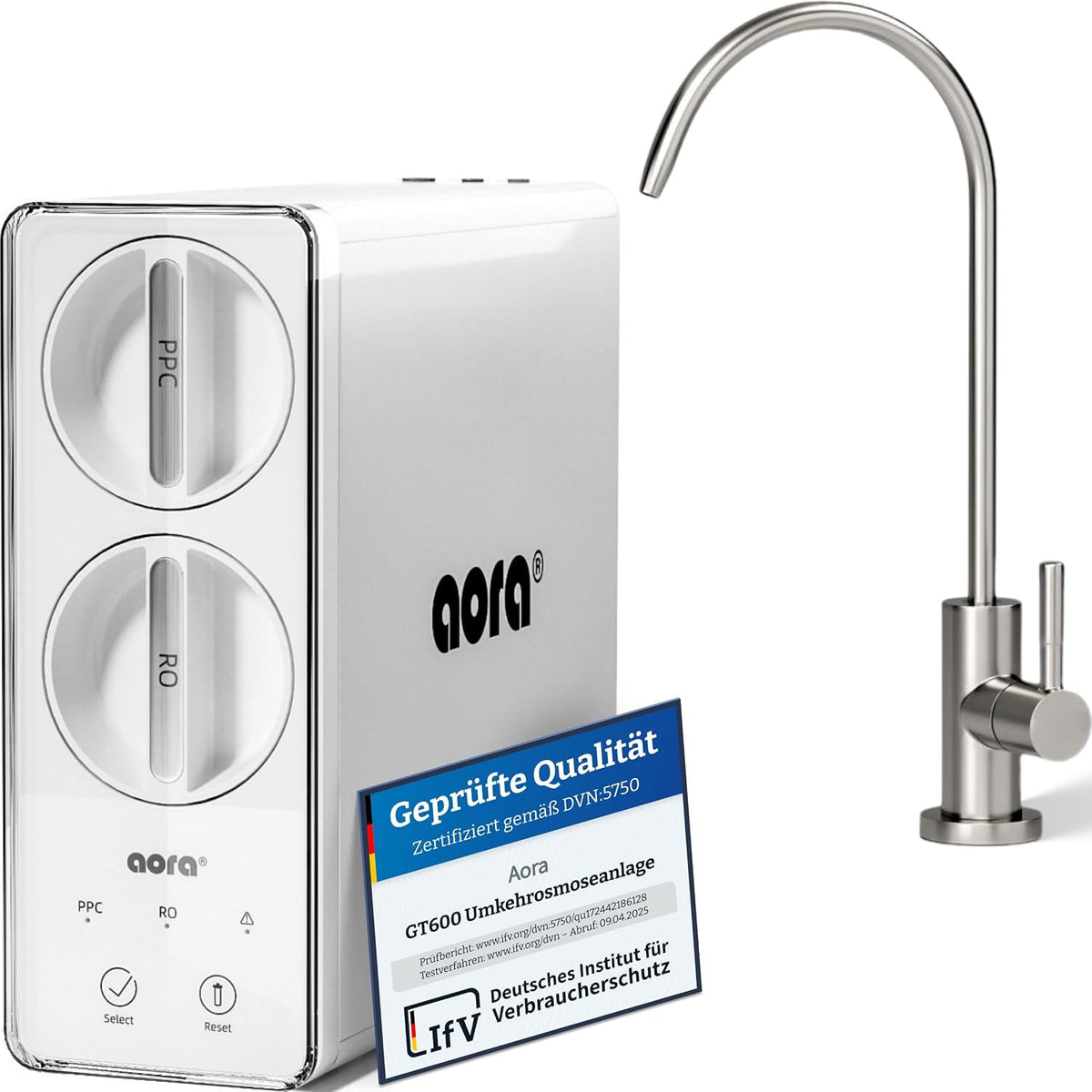 Aora UV-Sterilisatoren, Grau, GT600 Umkehrosmoseanlage Untertisch, tankloser Trinkwasserfilter, 8 Stufen Filtration RO System