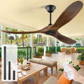 MSHENUED Deckenventilator, 152 cm, 152 cm, Weiß, Outdoor ohne Licht, Rustikaler Holz mit Fernbedienung, Outdoor en für Terrassen (Brauner
