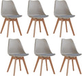 GrandCA HOME Esszimmerstühle, Braun, 6er-Set mit Beinen aus massiver Buche, Retro-Design, gepolsterter Stuhl, Küchenstuhl