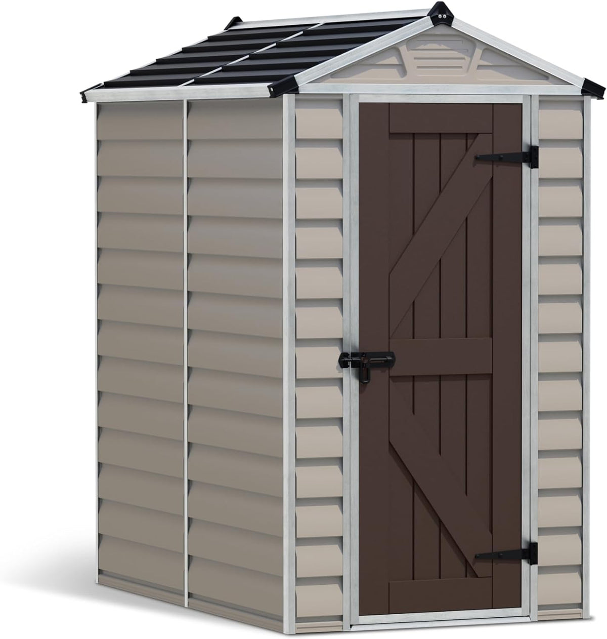 Gerätehaus Palram, 176x120x203 cm, Beige/Braun/Schwarz, Canopia by Skylight 4x6 Geräteschuppen Metall TAN