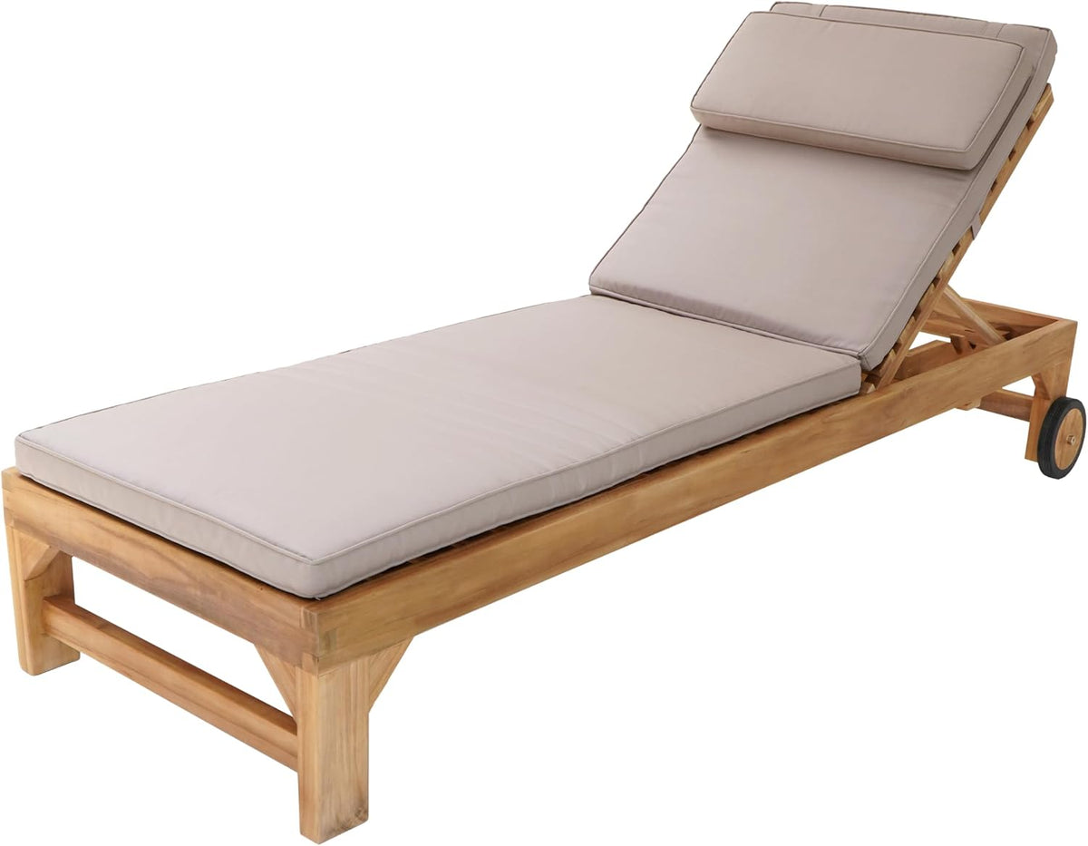 AXI Liegen, Beige/Holz, Rama Gartenliege aus Teak Holz mit Kissen, Sonnenliege aus Teakholz mit Verstellbarer Rücklehne - 4