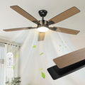 Mefine Deckenventilator, 132 cm, Holz/Schwarz, 2 Farben Umdrehbare Flügel mit Beleuchtung, Große mit Licht und Fernbedienung