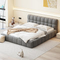 DAHUEN Bett, 160x200 cm, Grau, Polster 160x200 mit Lattenrost, Doppel, Bubble, mit Gepolstertes Kopfteil, Baumwoll- und Leinenmaterial