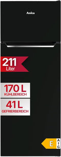 Amica Kühl-Gefrierkombination, 144 x 54 x 55 cm, 211 l, Schwarz, Kühl‑Gefrierkombination freistehend FrostControl LED