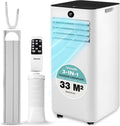 SereneLife Klimaanlage, 2,64 kW, 55 dB, 31 m, Weiß/Schwarz, Mobiles Klimagerät 9000 BTU für ², Air Conditioner mit Abluftschlauch