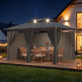 Devoko Pavillon, Grau, Garden 3x4 Wasserdicht Stabil Winterfest Deluxe Gazebo, UV-Schutz 50+ Doppellagiges Gril s mit seitenwänden