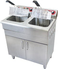 Beeketal Heißluftfritteuse, 2x16 Liter, 11 L, 400 V, Grau, 'BSF-320P' Profi Gastro Stand Doppel Fritteuse mit, 2 x 5000 Watt