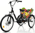 Fanesen Fahrrad, 24 Zoll, 15 Ah, 250 W, 36 V, Schwarz, Bike, E Bike Dreirad für Erwachsene Elektro Dreirad für Herren