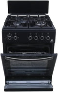 Gasline Elektroherd, 60 cm, Schwarz, Gas Standherd SHGG6060KGGB, Gasbackofen mit Thermostat, Grill, Umluft, Erdgas