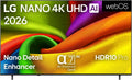 LG Fernseher, 85 Zoll, 215 cm, Schwarz, 85NU8E0B3LA TV Nano 4K UHD TV (α7 Gen9 4K AI Prozessor, webOS 26