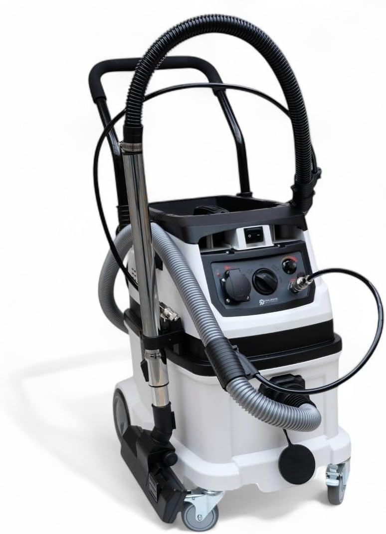 DeTec. Staubsauger, 1600 W, 230 V, 40 L, Schwarz/Grau, Industriesauger mit Klopffunktion und Fernbedienung, Bausauger