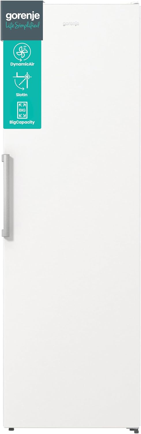 Gorenje Kühlschrank, 59,5 × 185 × 66,3 cm, 398 Liter, 185 cm, Weiß, R619EEW5, Kühlteil, Höhe, Umluft-Kühlsystem