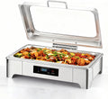 Zertylre Buffetschrank, 9 L, Weiß, Elektrischer Chafing Dish, Edelstahl Speisewärmer, Buffetwärmer Einstellbare Temperatur