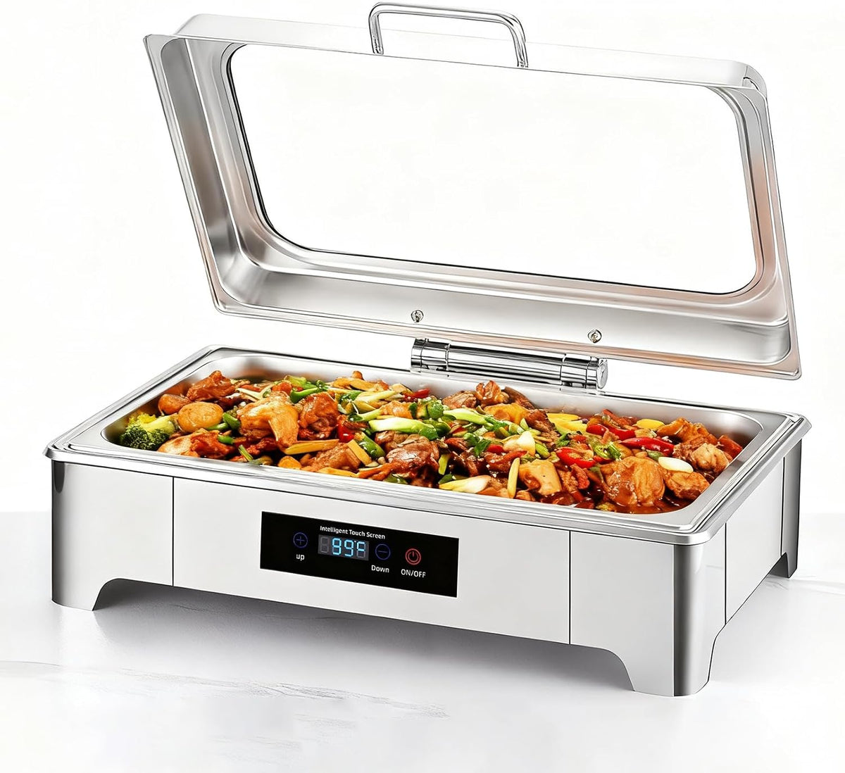 Zertylre Buffetschrank, 9 L, Weiß, Elektrischer Chafing Dish, Edelstahl Speisewärmer, Buffetwärmer Einstellbare Temperatur