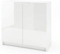 Vladon Sideboard, 82 x 78 x 37 cm, Braun, Logan, Made in Germany, Kommode mit 2 Türen, Weiß matt/Weiß Hochglanz