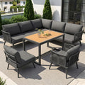 kozamas Sofa, Feuerverzinktes Eisen + Kunststoffholz (WPC), Schaumstoff (Dichte 25 kg/m³), Grau/Holz