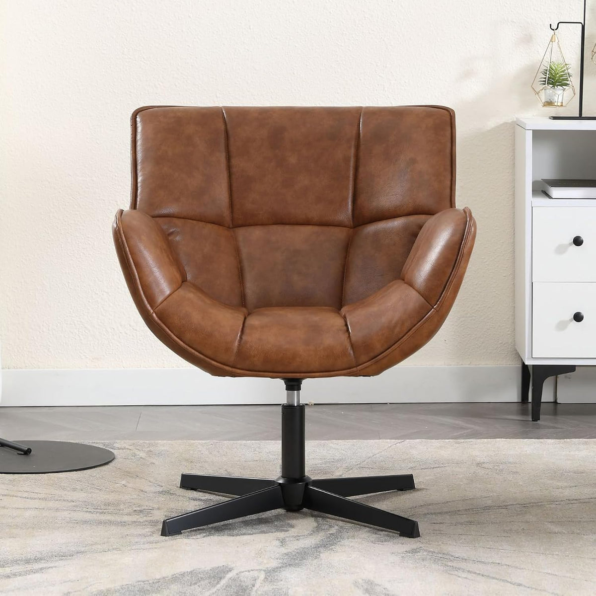 chairus Monitor, Braun, Sessel Wohnzimmer Ohrensessel, Loungesessel Drehbar PU Leder