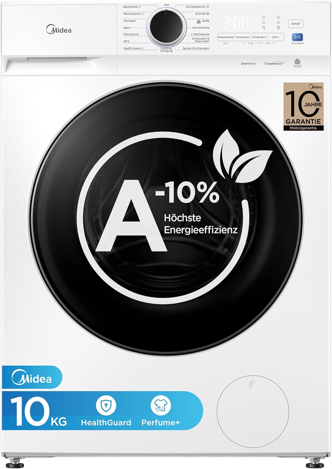 Midea Waschmaschine, 10 kg, Silber, Energieeffizienzklasse A-10% weiß MFV3EW100BA10