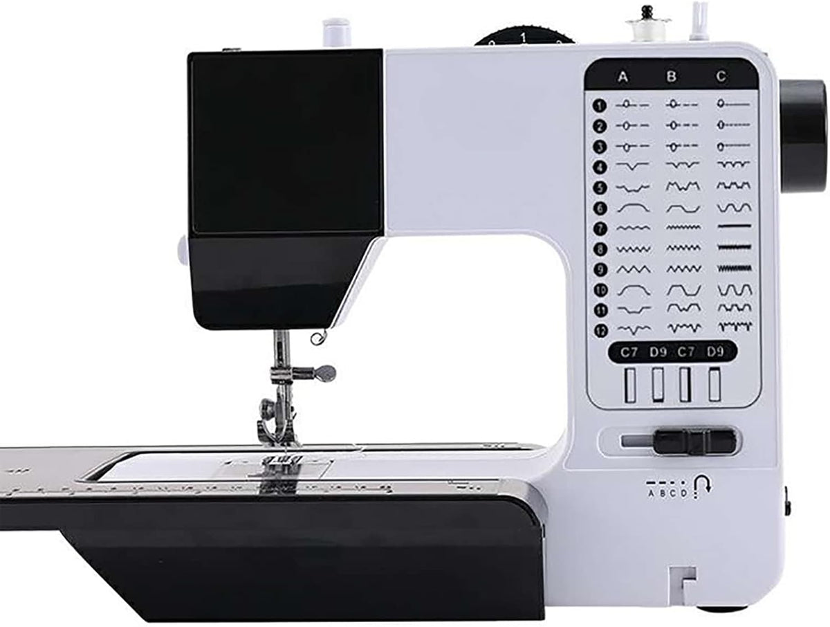 Stickmaschine Overlock-Nähmaschinen, Grau, Strapazierfähige tragbare Nähmaschine mit 38 eingebauten, Erweiterungstisch und Nachtlicht