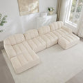 chellago Sofa, Beige, U-Form Modulares 4-Sitzer mit 2 Ottomans, Boneless Couch für großes Wohnzimmer, Tiefe Sitzfläche aus 32D Schaumstoff