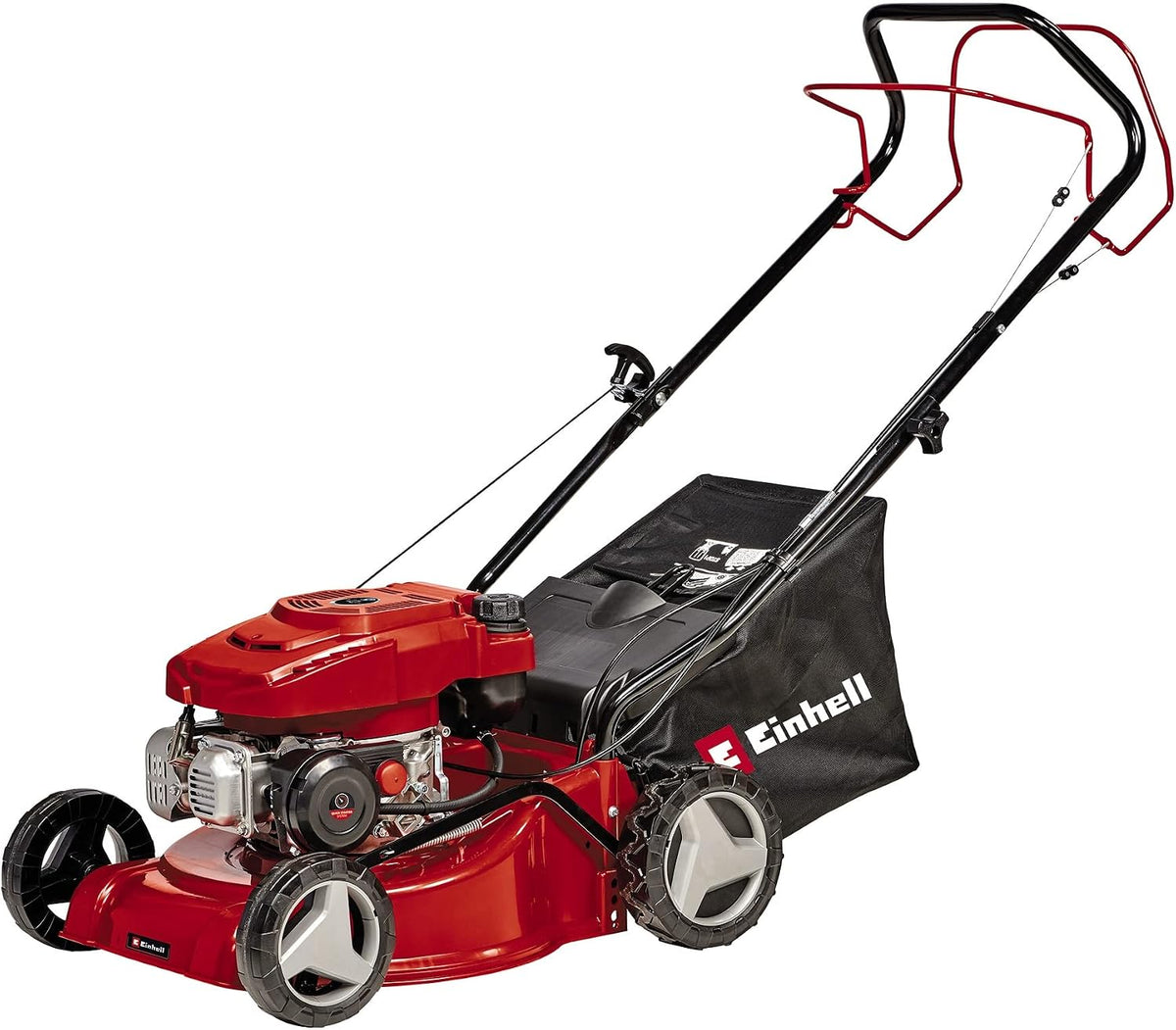 Einhell Rasenmäher, 2 kW, 45 l, Rot/Schwarz, Benzin- GC-PM 40/2 S (, 1-Zylinder 4-Takt-OHV-Motor, abschaltbarer Hinterradantrieb