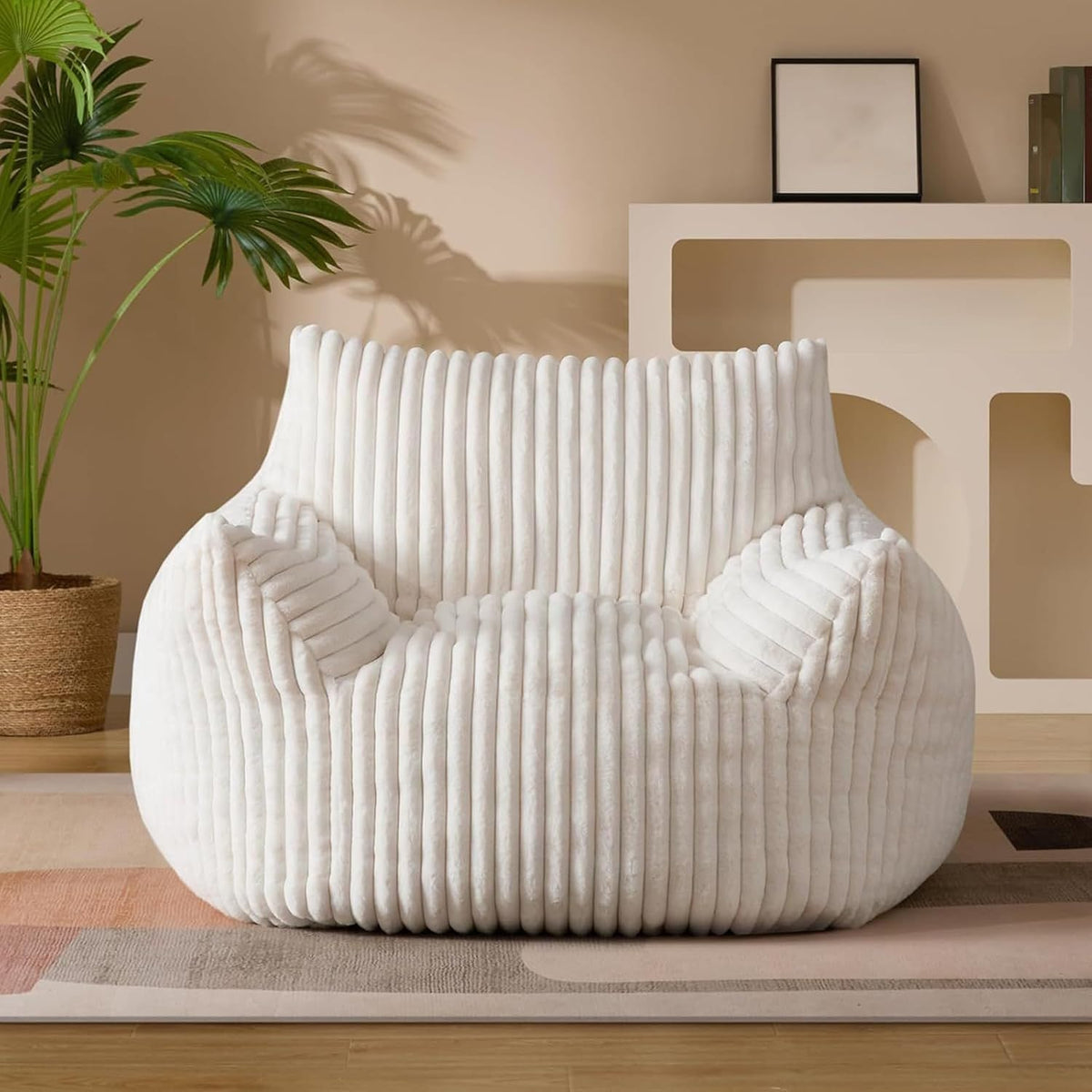 RVGVPMAMTZ Sofa, Hochelastischer Schaumstoff, Weiß, Riesiger Sitzsack für Erwachsene, Plüsch-Sitzsack mit Armlehnen