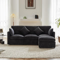 Sofa Lcoho, Grau, Modernes Design, Chenille-Stoff, Dreisitzer-, Viersitzer-, L-förmiges Eck mit Fußhocker