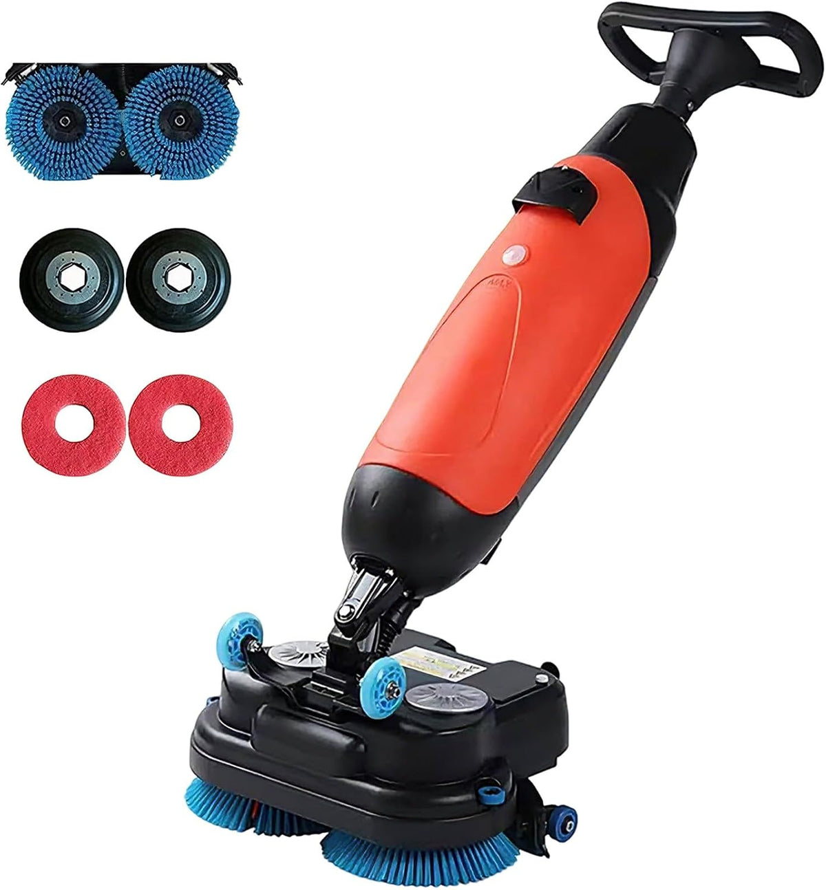KPOUYYDS Saugroboter, 43 cm, Rot/Blau/Schwarz, Gewerbliche Bodenreinigungsmaschine, Scheuersaugmaschine, Doppelbürsten
