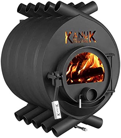 Kanuk Kaminofen, 15 kW, Schwarz, Warmluftofen Original - Werkstattofen - Schwedenofen -, Österreich und Schweiz - BimSchV (ohne Seitenverkleidung