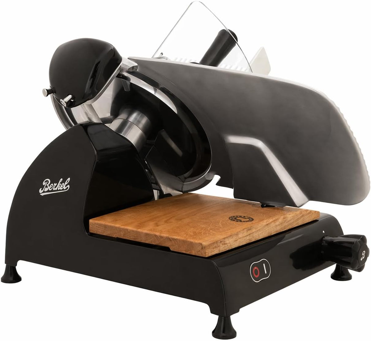 Palatina Werkstatt Allesschneider, schwarz, Berkel Aufschnittmaschine Red Line 300, Profi neues Modell mit handgefertigtem Schneidebrett