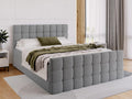 BROMARKT Boxspringbett, Grau, mit Bonell Matratze und Bettkasten Doppelbett mit Topper