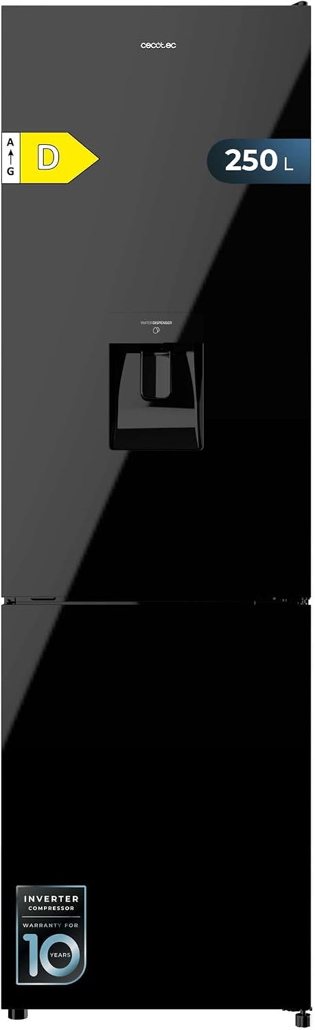 Cecotec Kühl-Gefrierkombination, 180x55 cm, 250 L, Grau, No Frost, Wasserspender, Energieklasse D