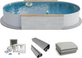 Fresh-Pool Stahlrahmenpool, 525x320x120 cm, 0,6 mm, 0,8 mm, grau, Profi Stahlwand Set oval, Stahl weiß, Folie, Einhängebiese