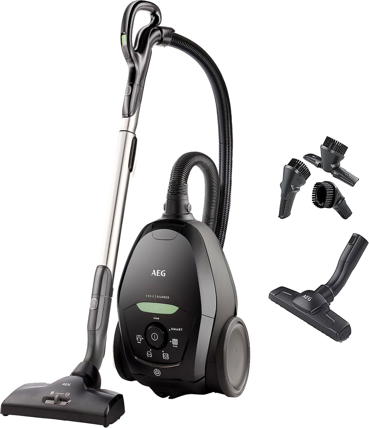 AEG Bodenstaubsauger VX7-2-ÖKOX, 600 W, Schwarz, mit Beutel, 75% Recyclingmaterial, Automatische Saugkraftregulierung