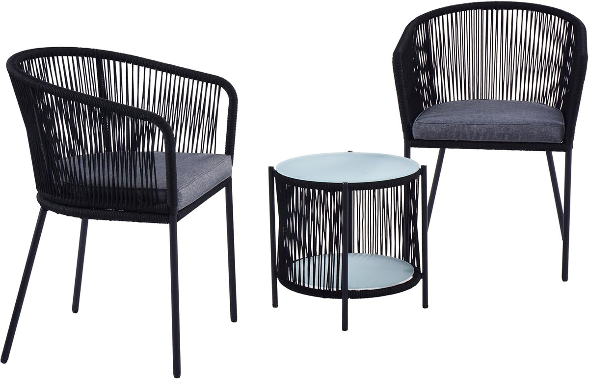 ESTEXO Monitor, Schwarz, Bistro Set Balkonmöbel Sitzgruppe Outdoor Gartenset 2