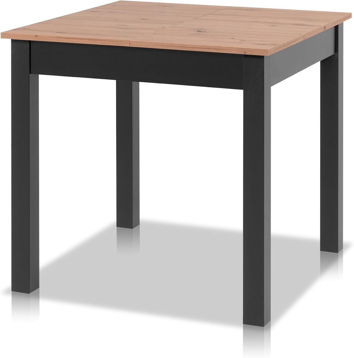smart Esstisch, 80x80 cm, 120 cm, Schwarz/Holz, Asteiche, Küchentisch ausziehbar bis, Esszimmertisch aus Holzwerkstoff inkl. erweiterbare