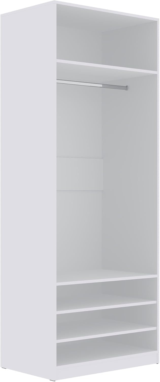 Kleiderschrank Marmex Meble, 80x206x51 cm, Weiß, Garderobenschrank ohne Türen TRES 03B, offener mit Kleiderstange