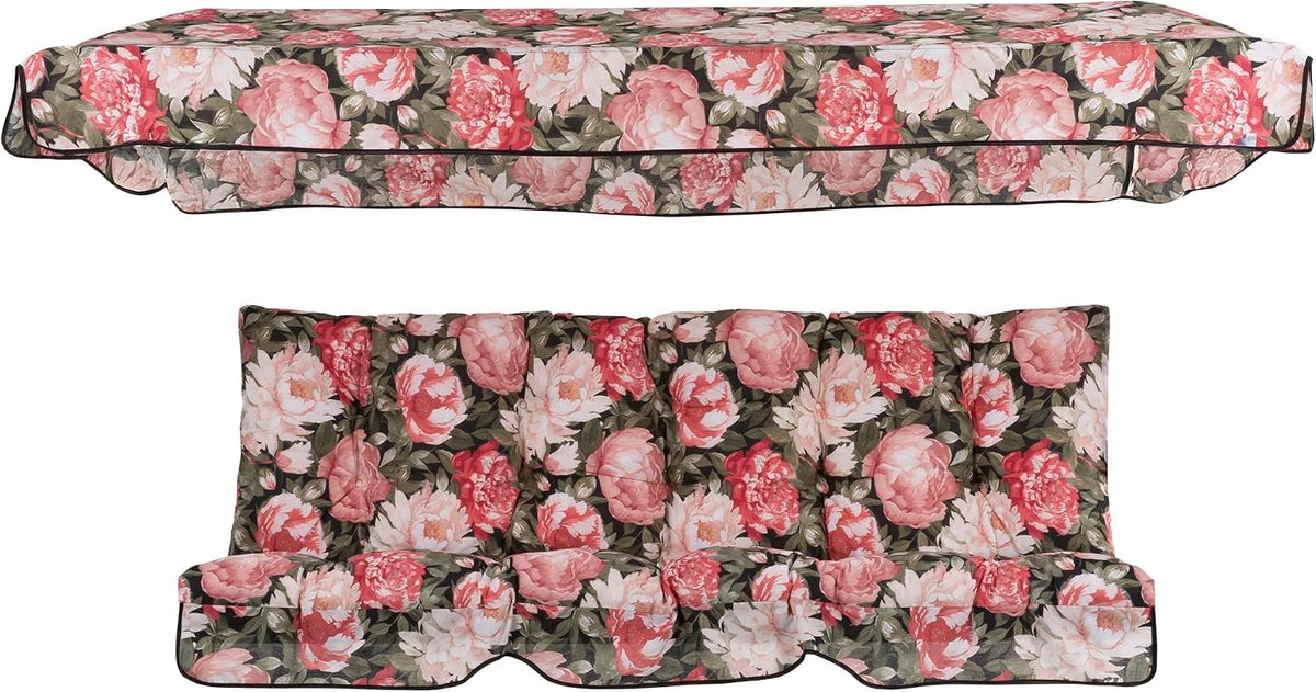 PATIO Hängesessel, Schwarz, Hollywoodschaukel Auflage 175 Blumen Parma/Milano