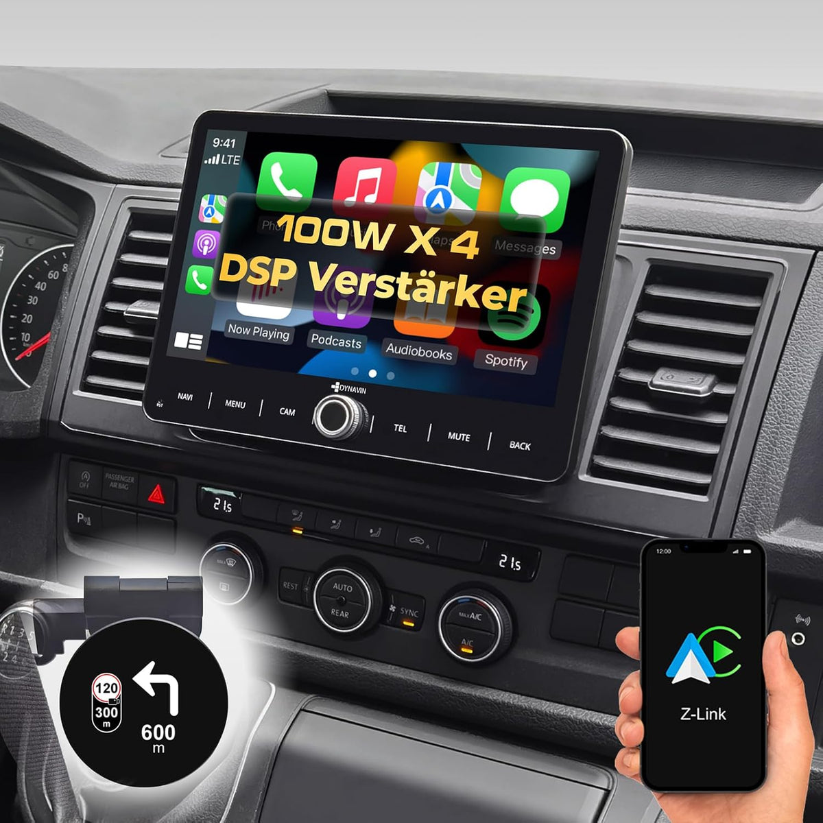 Dynavin Kamera, 10,1 Zoll, Schwarz, Android Autoradio Navi für VW T5 T6 Caddy Tiguan Sharan, Radio mit Wireless Carplay und Android Auto