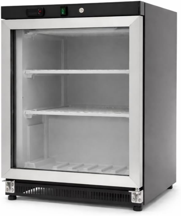 Kühlschrank, 200 l, Weiß, Générique, negativ, mit Glastür, Edelstahlrahmen