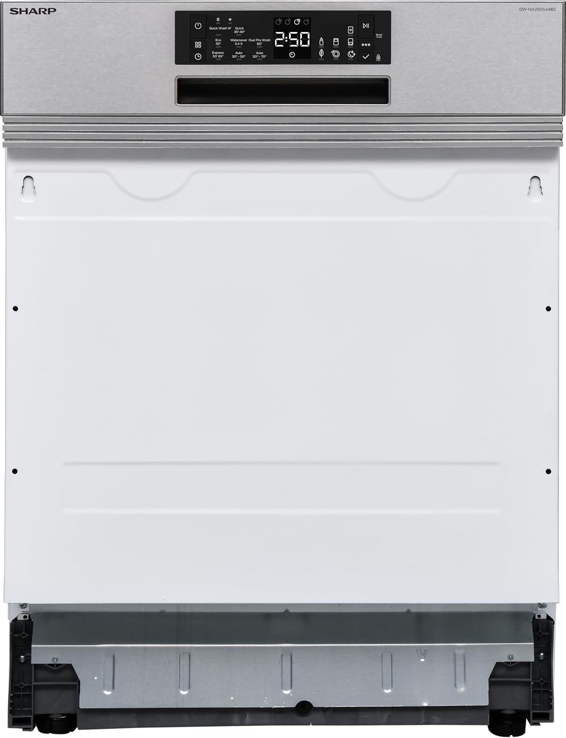 SHARP Geschirrspüler, 60 cm, Silber, QW-NA25GS44BS-DE teilintegrierbarer, 14 Maßgedecke, Inverter-Motor, 8 Programme inkl. 14 Min. Kurzprogramm